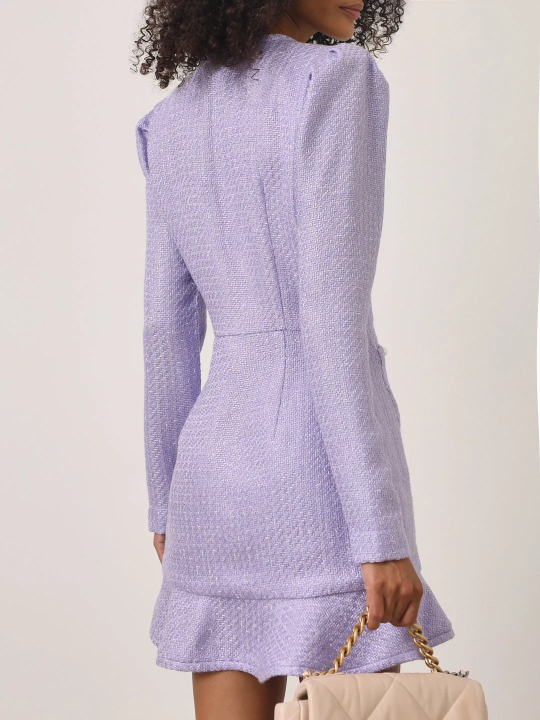 Amaris Tweed Pearl Button Dress | Lilac