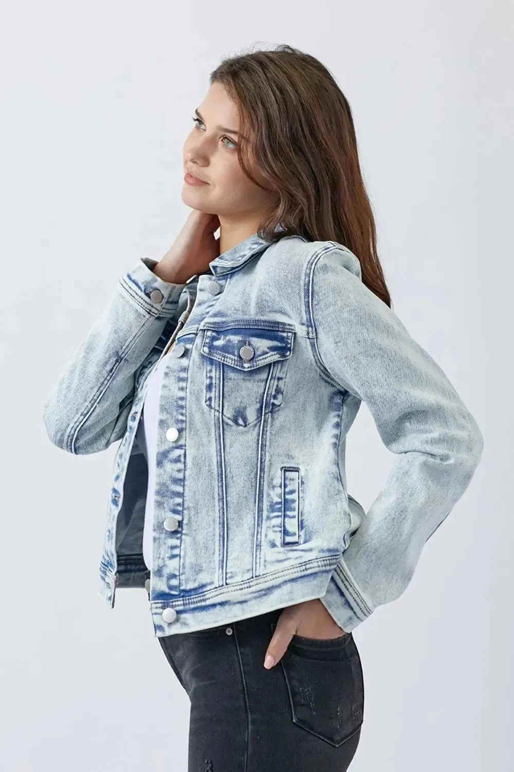 Button-Up Washed Denim Jacket | Timeless & Versatile Casual Wear