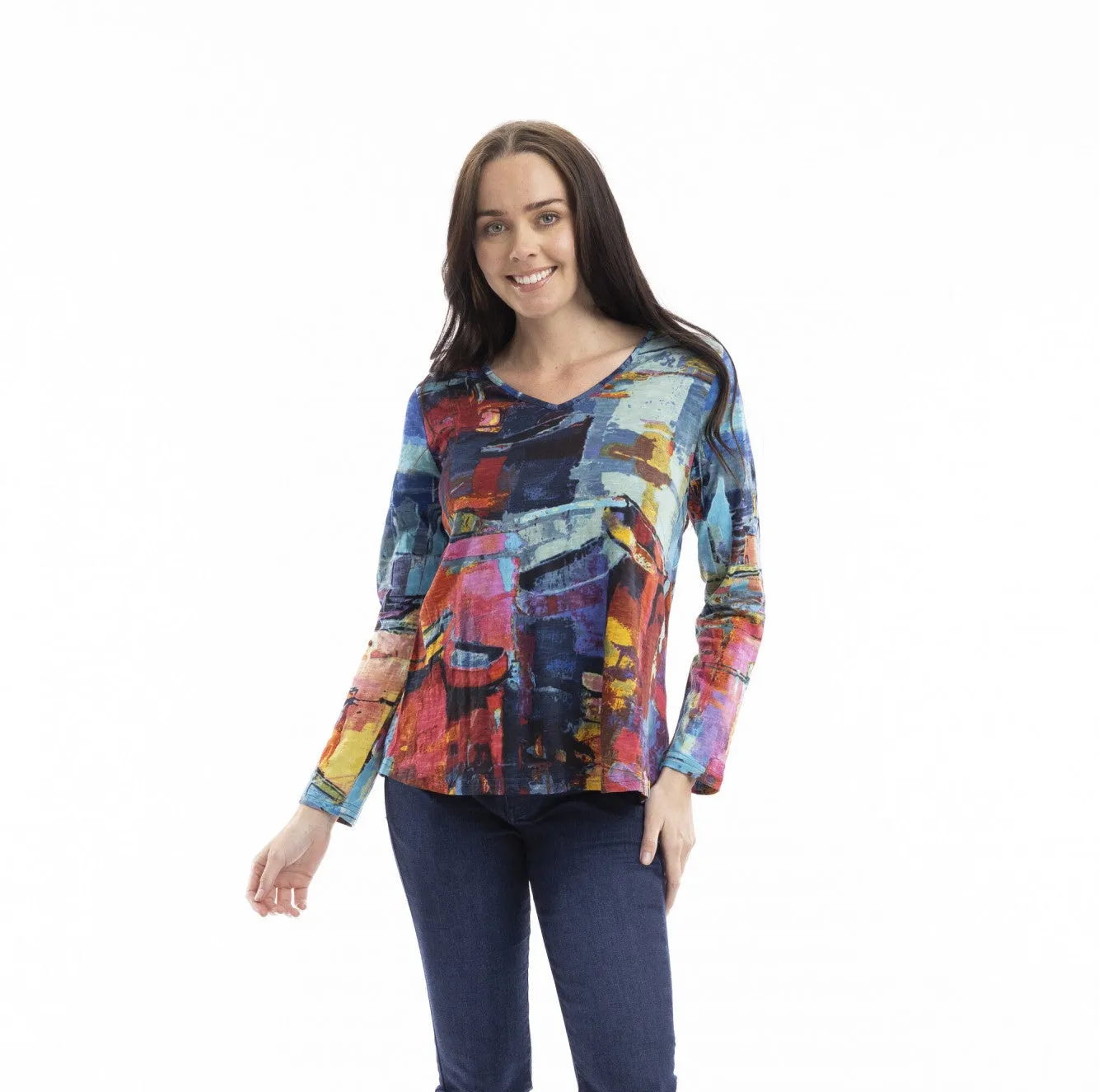Contemporary V Long Sleeve T-Shirt - Night Boats