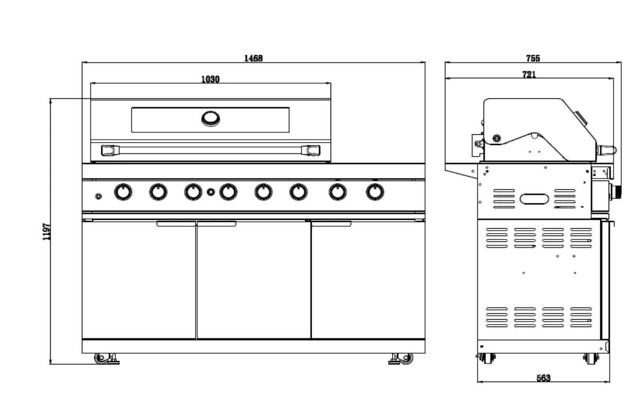 Hurricane Corner L Shape 6-Burner Outdoor Kitchen: Stainless Steel, Fridge, Sink, Wok & Rear Infrared Burner Click & Collect NSW, QLD, VIC