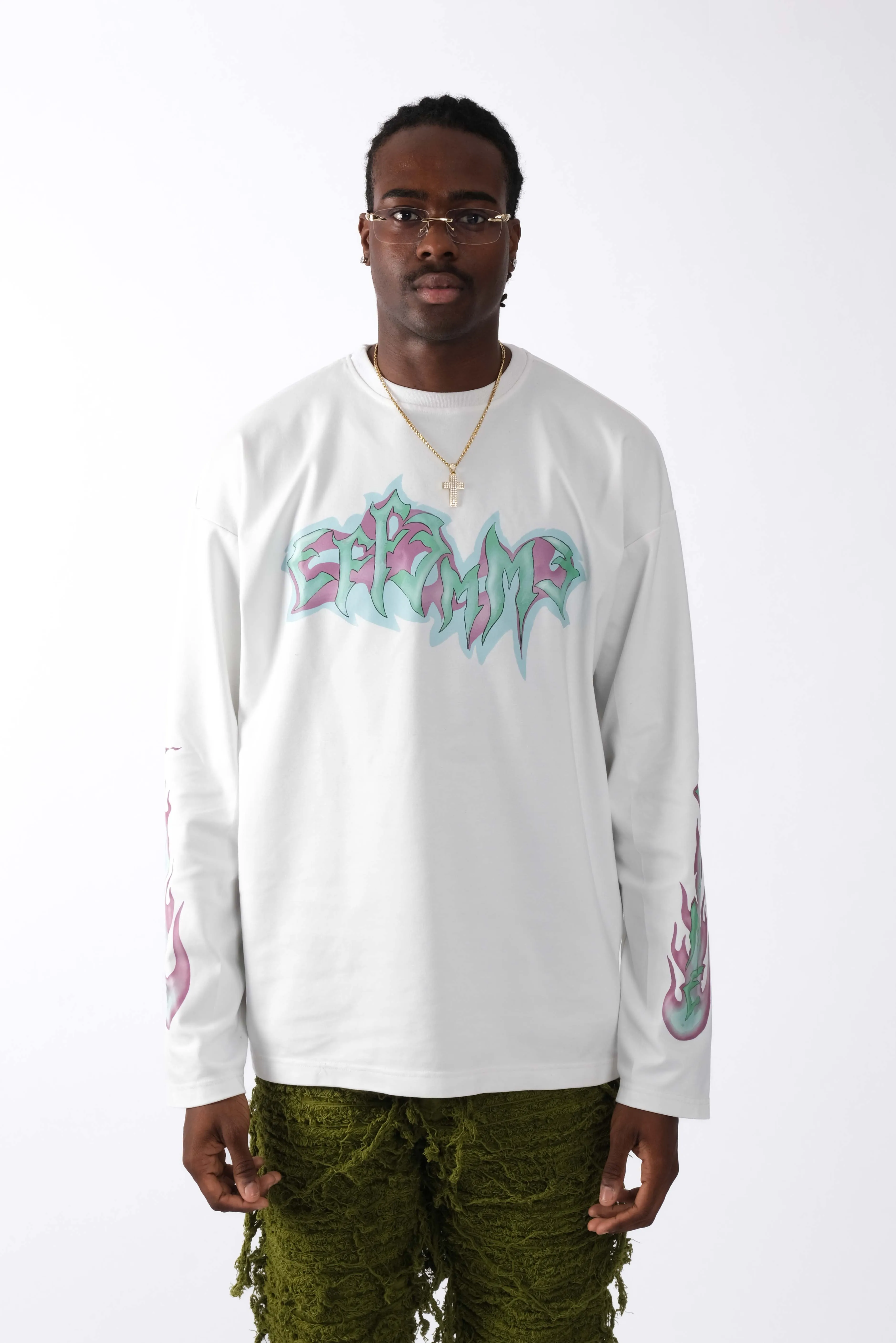 Long Sleeve Flame White