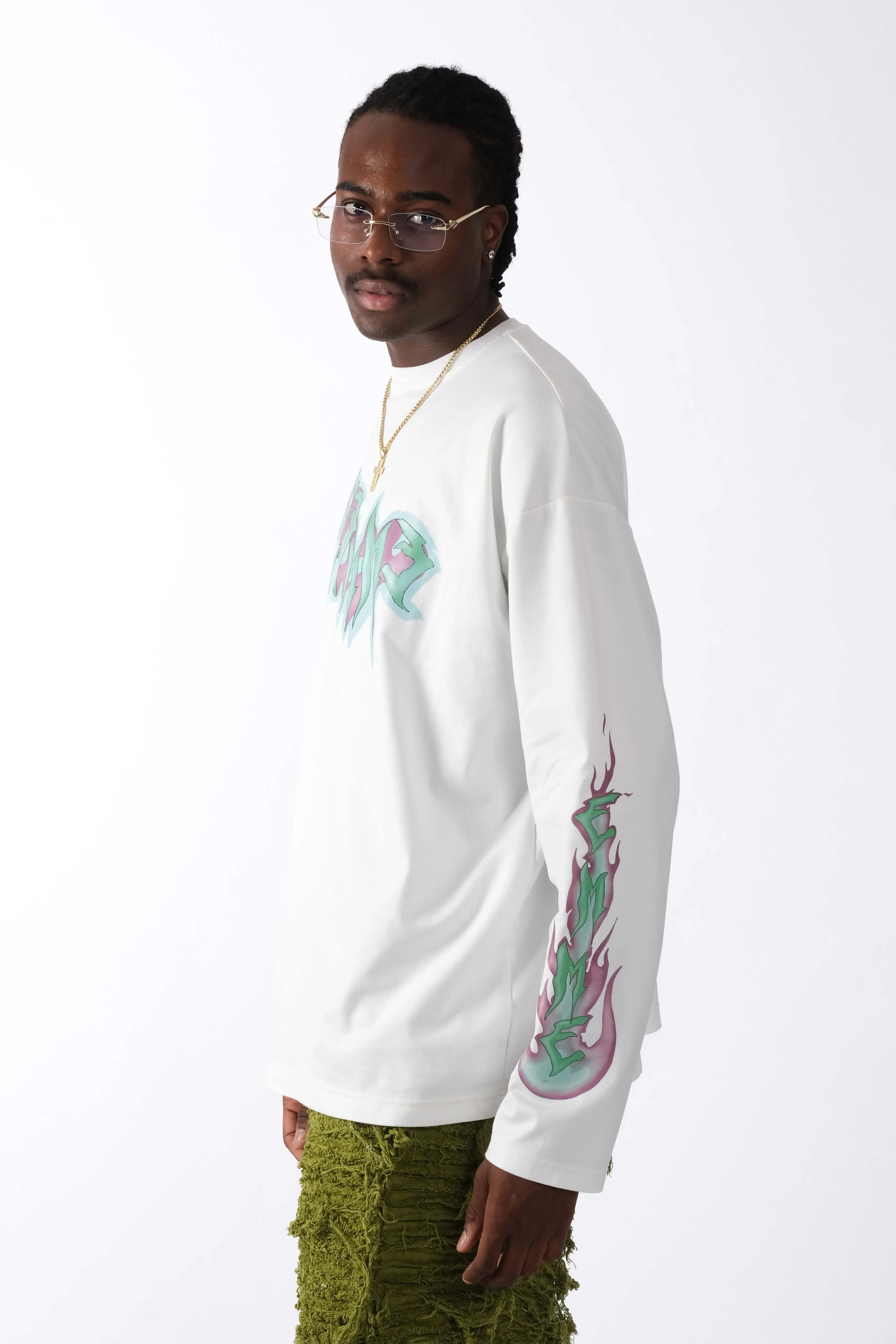 Long Sleeve Flame White