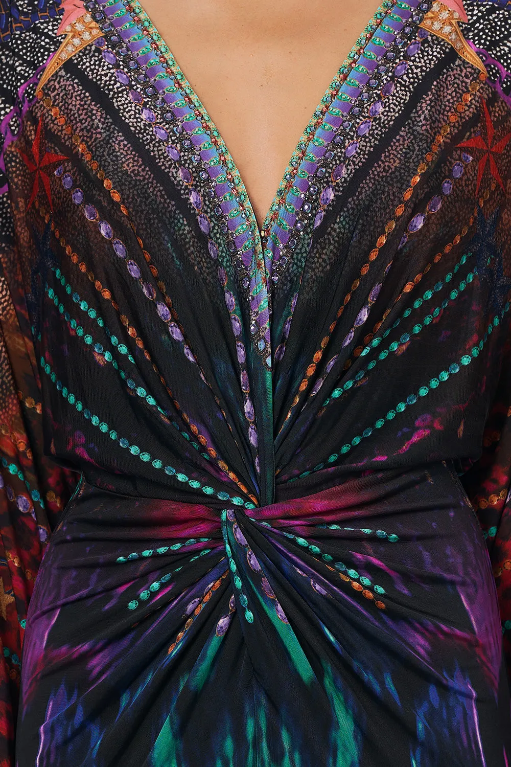 LONG SPLIT FRONT TWIST DRESS ROCKET WOMAN