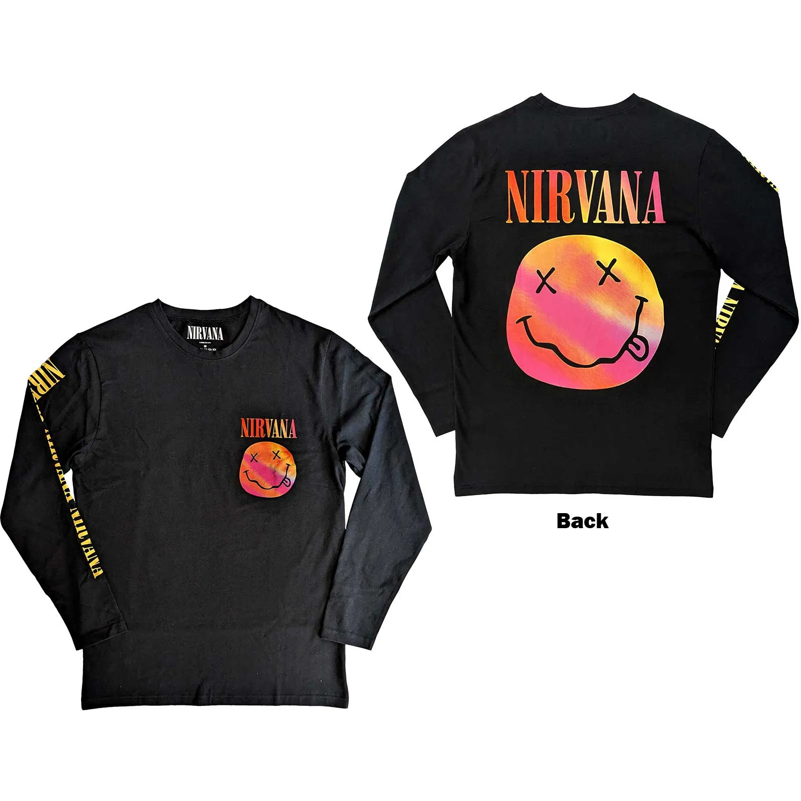 Nirvana Unisex Long Sleeve T-shirt - GRADIENT HAPPY FACE