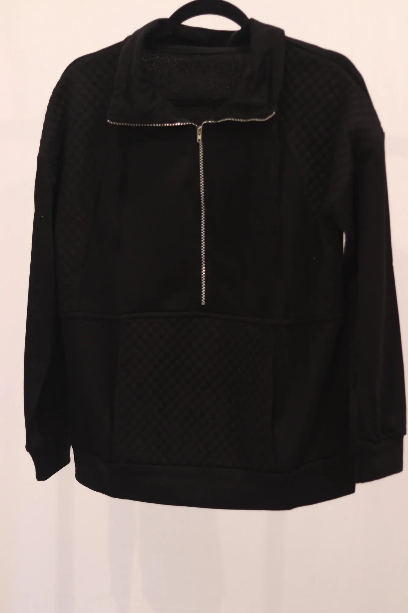 Quilted Patch Half Zipper Sweatshirt