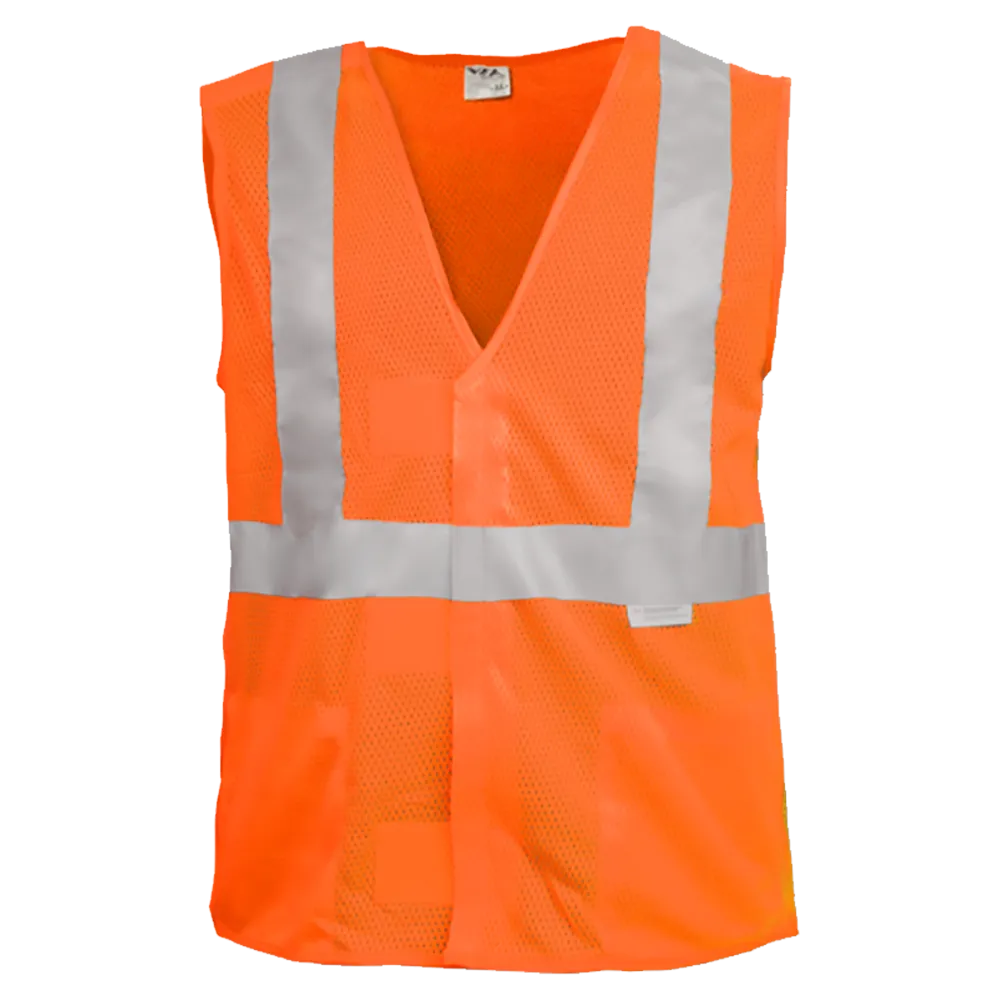 Safety Vest Hi Vis Vest X-Back Orange 5pt Breakaway Mesh ANSI 2
