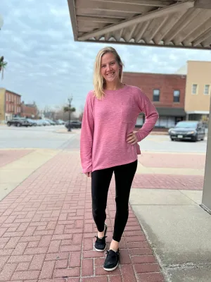 Slub Hacci Long Sleeve T-Shirt Rose