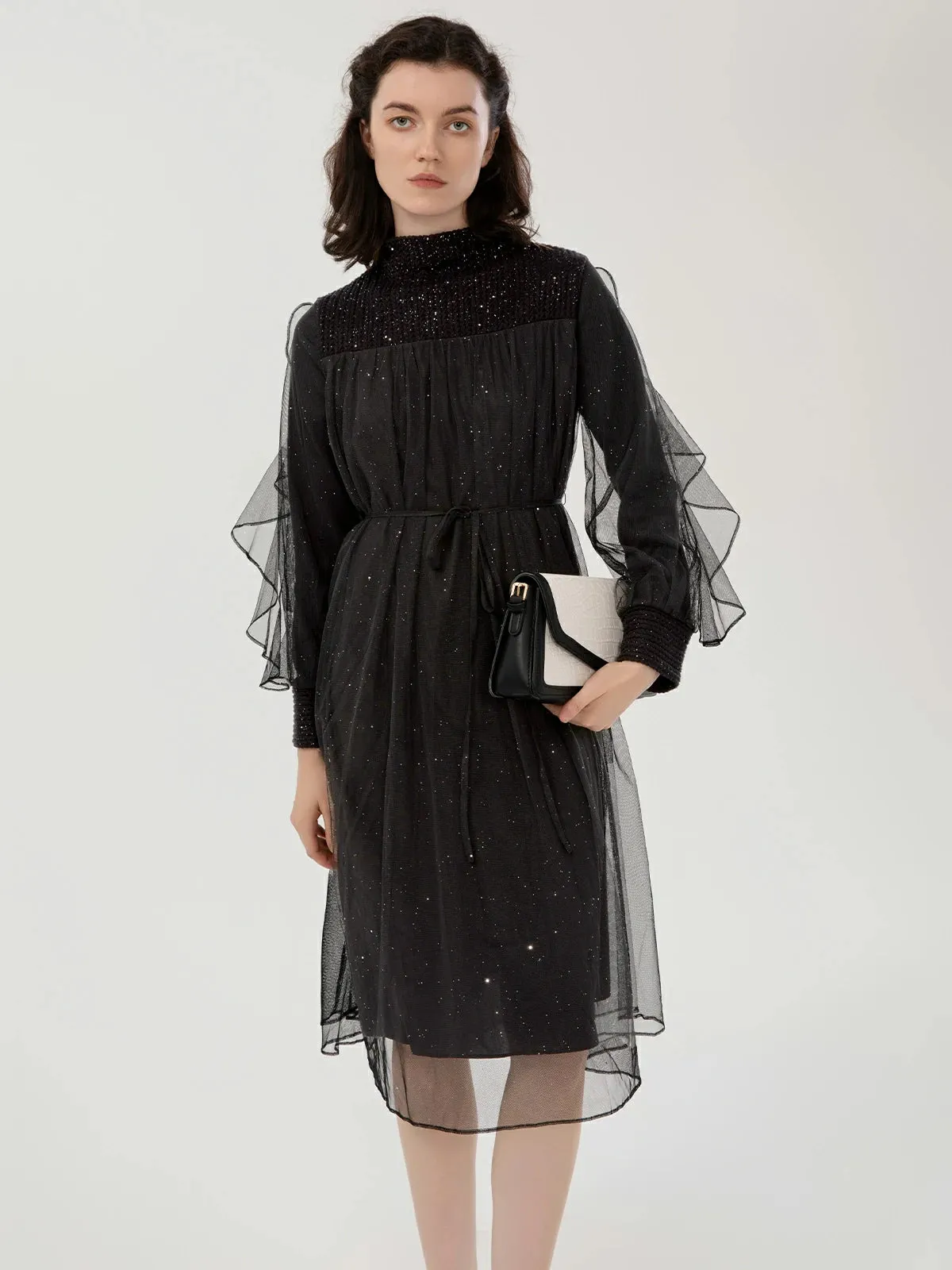Sparkle Starry Tulle Waist-Cinching Dress