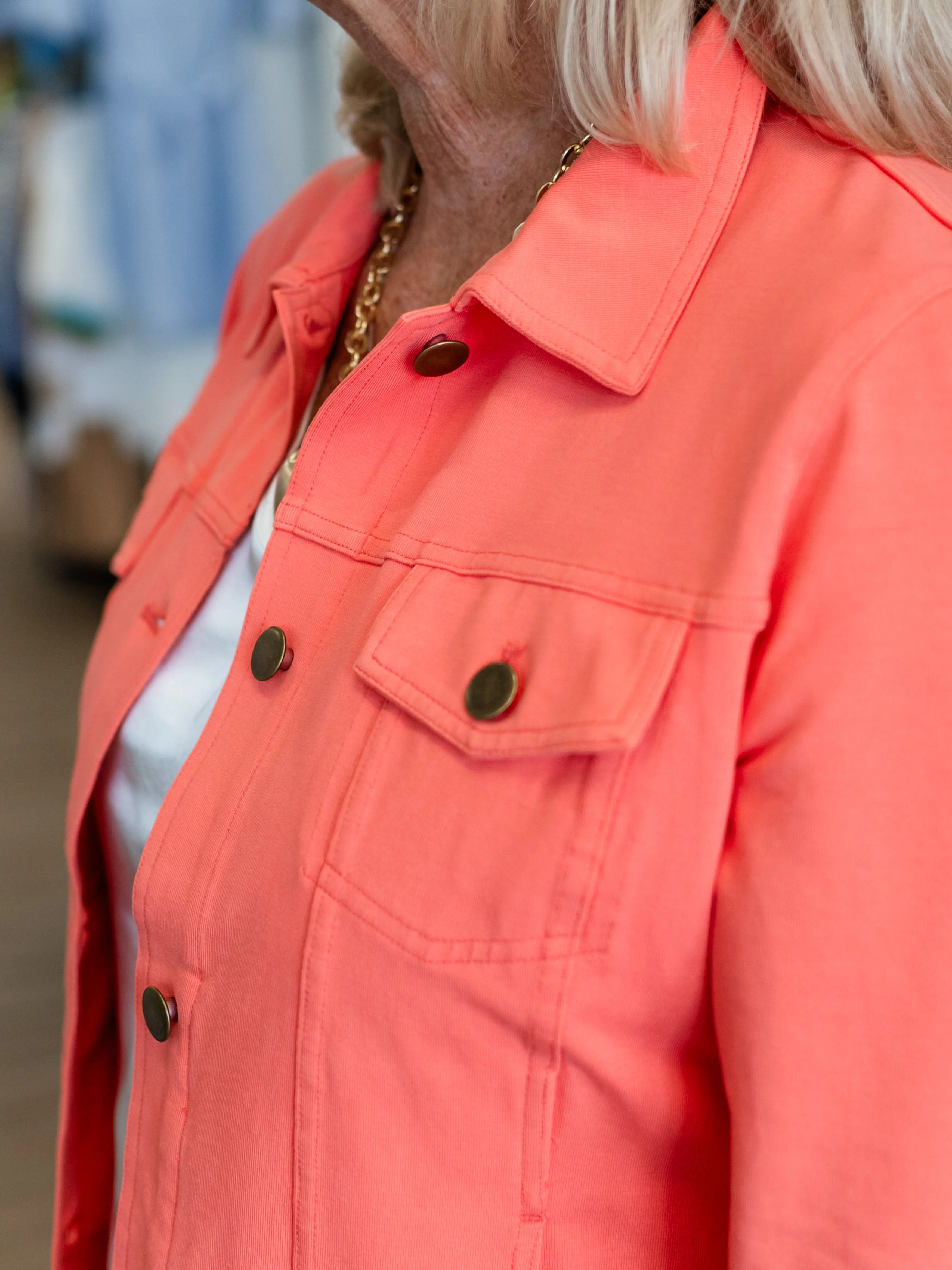 Stonewash Knits Jean Jacket Papaya by Habitat