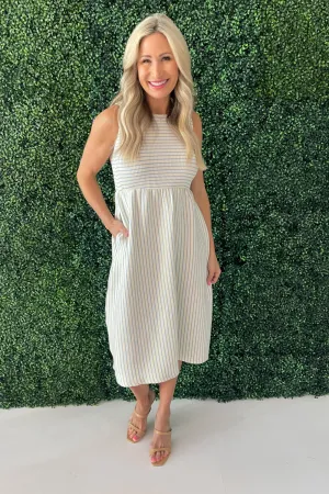 Striped Knit Midi Dress
