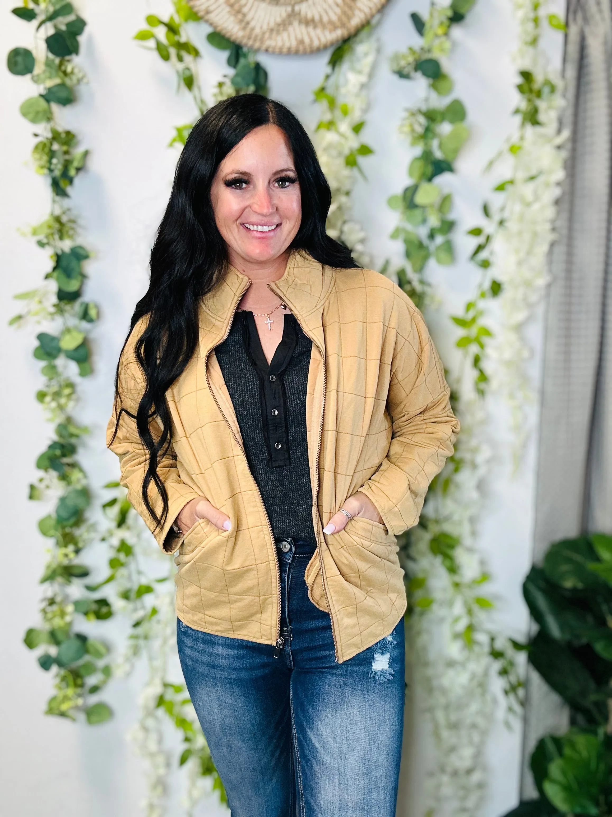 Wilma Washed Mustard Quilted Jacket
